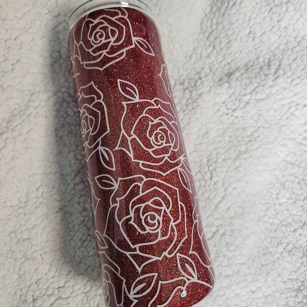 Glittered Roses Skinny 20 oz. Tumbler